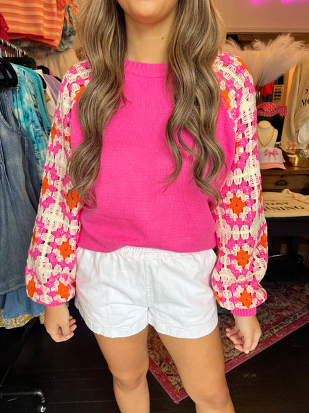 Floral Crochet Sweater