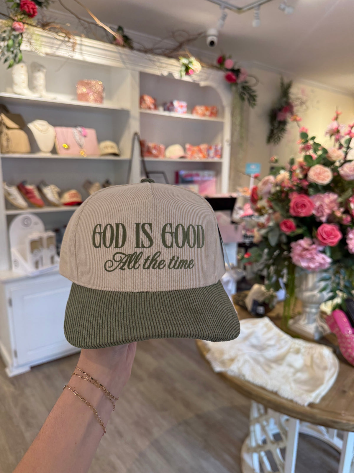 God Is Good All The Time- Corduroy Trucker Hat