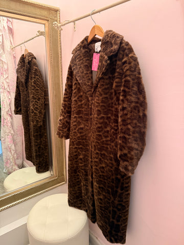 Faux Cheetah Fur Coat