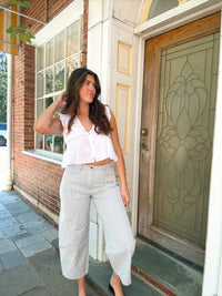 Pinstripe Barrel Jeans