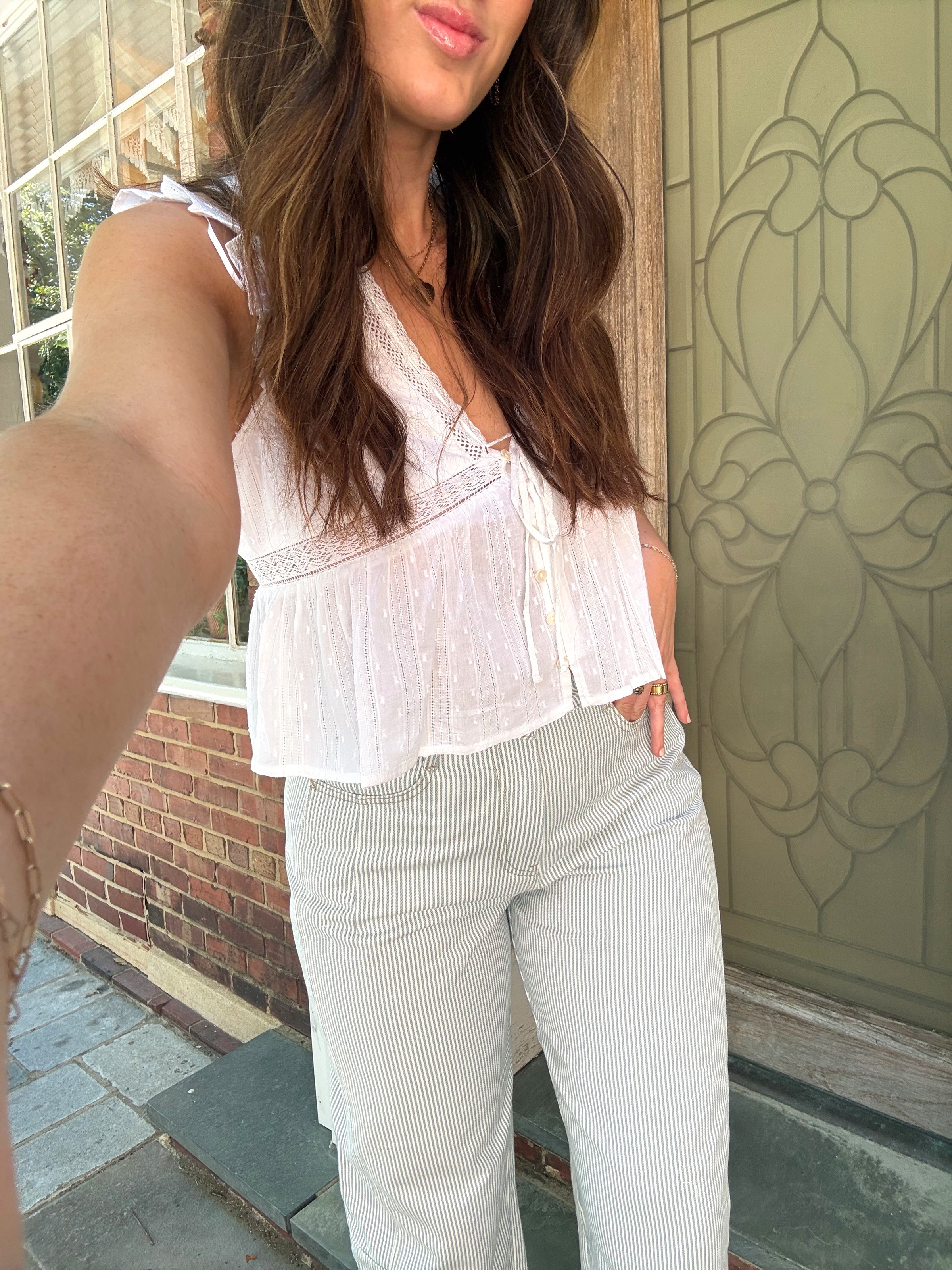 Pinstripe Barrel Jeans