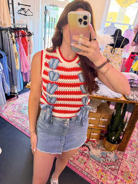 Braided Denim Knit Vest