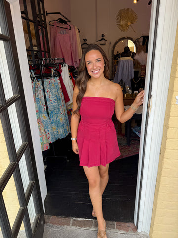 Crimson Strapless Mini Dress