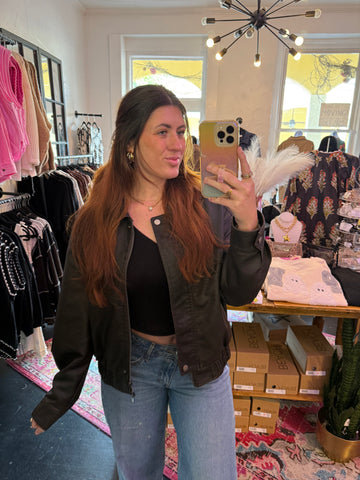 Faux Leather Bomber Jacket