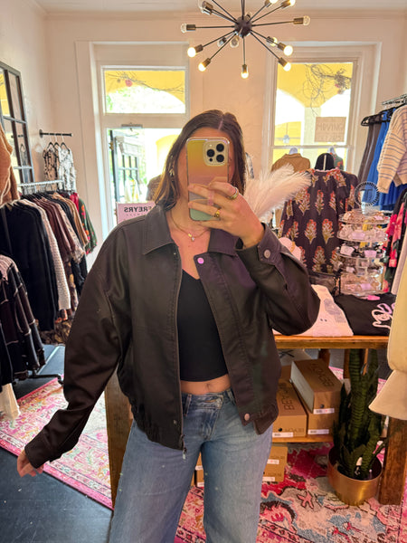 Faux Leather Bomber Jacket