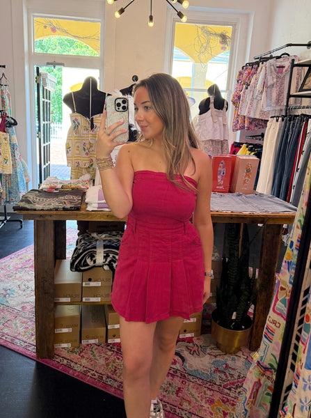 Crimson Strapless Mini Dress