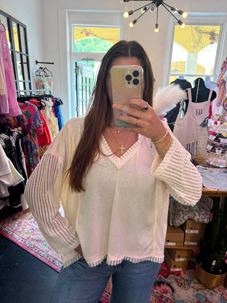 Cream Crochet Pullover